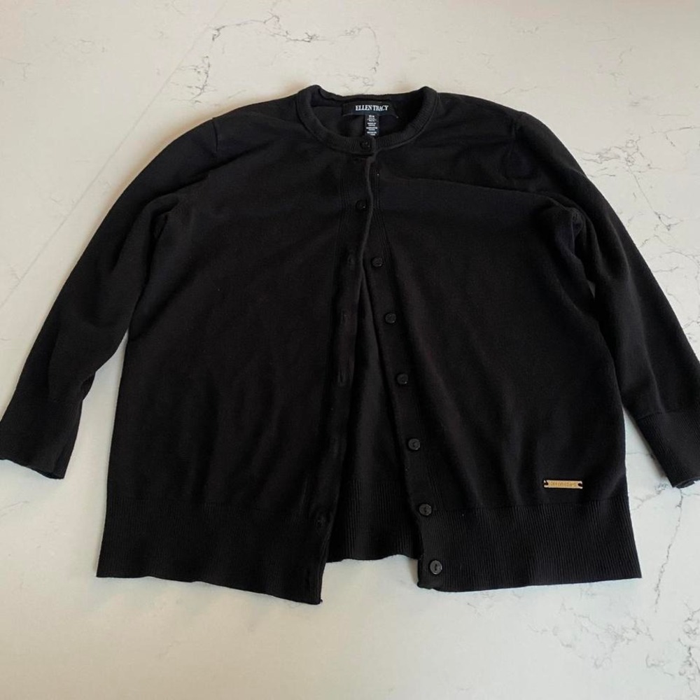 Ellen Tracy black cardigan womens size medium - Picture 3 of 6
